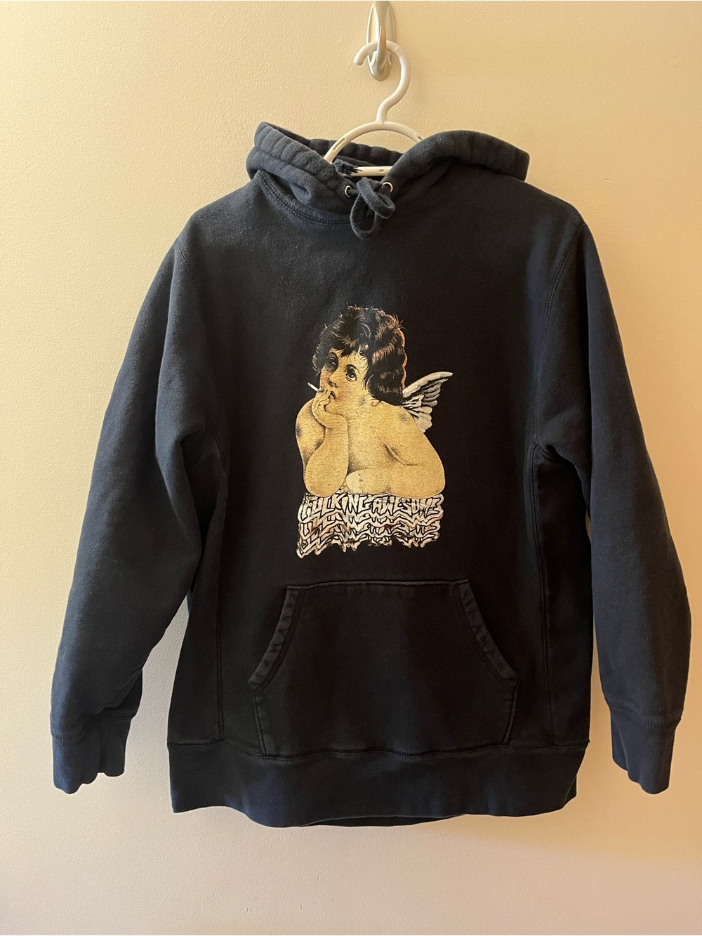 FA Black Hooded Sweatshirt with Cherub Graphic